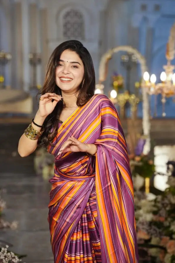 Jairo STRIPS SATIN SILK SAREE