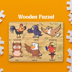 Wooden Bird Puzzle Learning Educational Board (1 Set  2820 Cm)