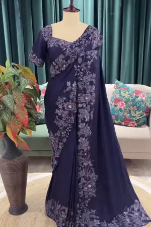 Elegant Navy Blue Saree