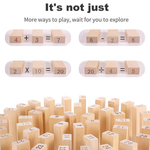 Wooden Tumbling Stacking Tower Game (48 Pcs Blocks 2 Dices)